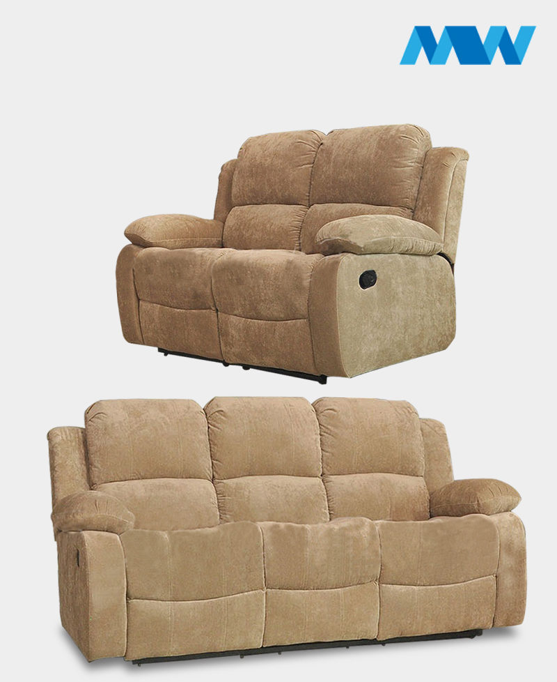 Valencia 2+3 Recliner Fabric Sofa Set cream