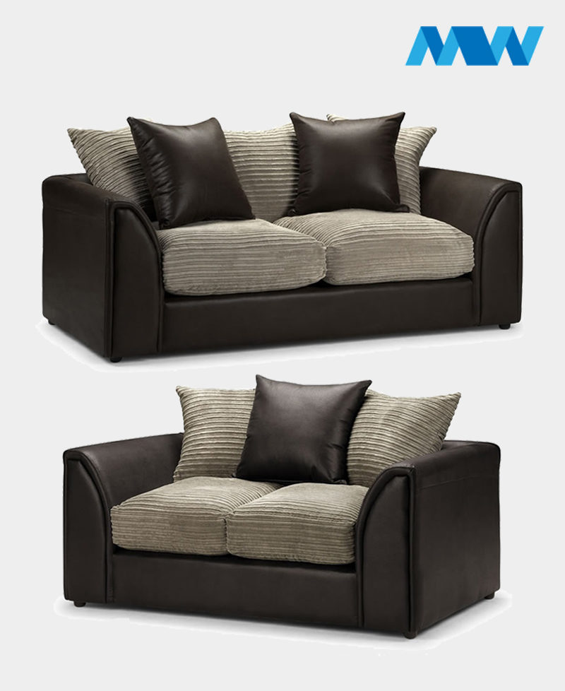 Byron 2+3 Seater Sofa Set Brown and oak