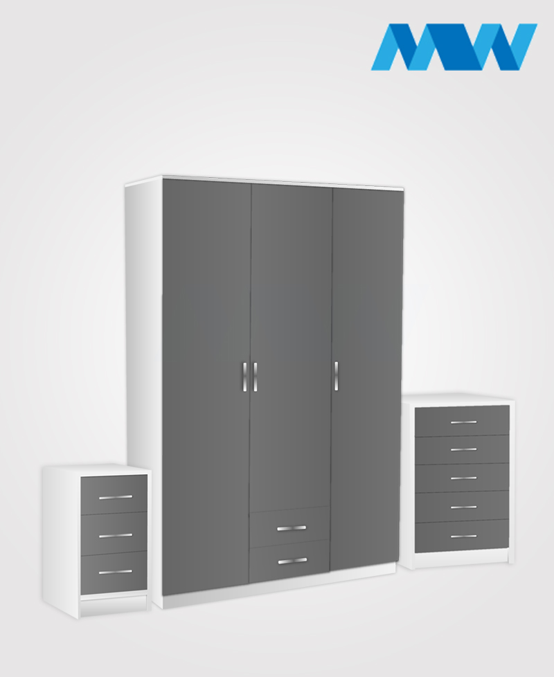 Bedroom 3 Piece 3 Door Wardrobe Set With 2 Drawers The Magic Woods