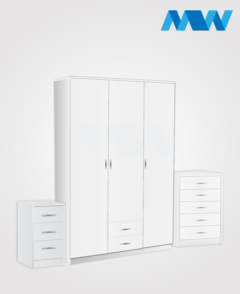 Bedroom 3 Piece 3 Door Wardrobe Set With 2 Drawers The Magic Woods